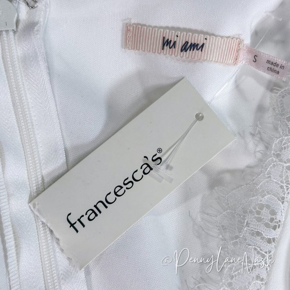 NWT Miami Fritz Lace Trim  Wide Leg Jumpsuit White - Picture 6 of 11